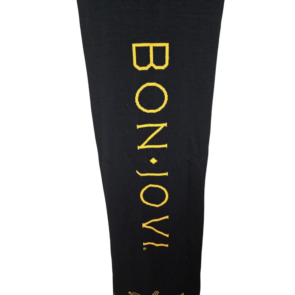Bon‎ Jovi Gold And Black Reversible Tassel One Size 2011 tour Knit Acrylic Scarf